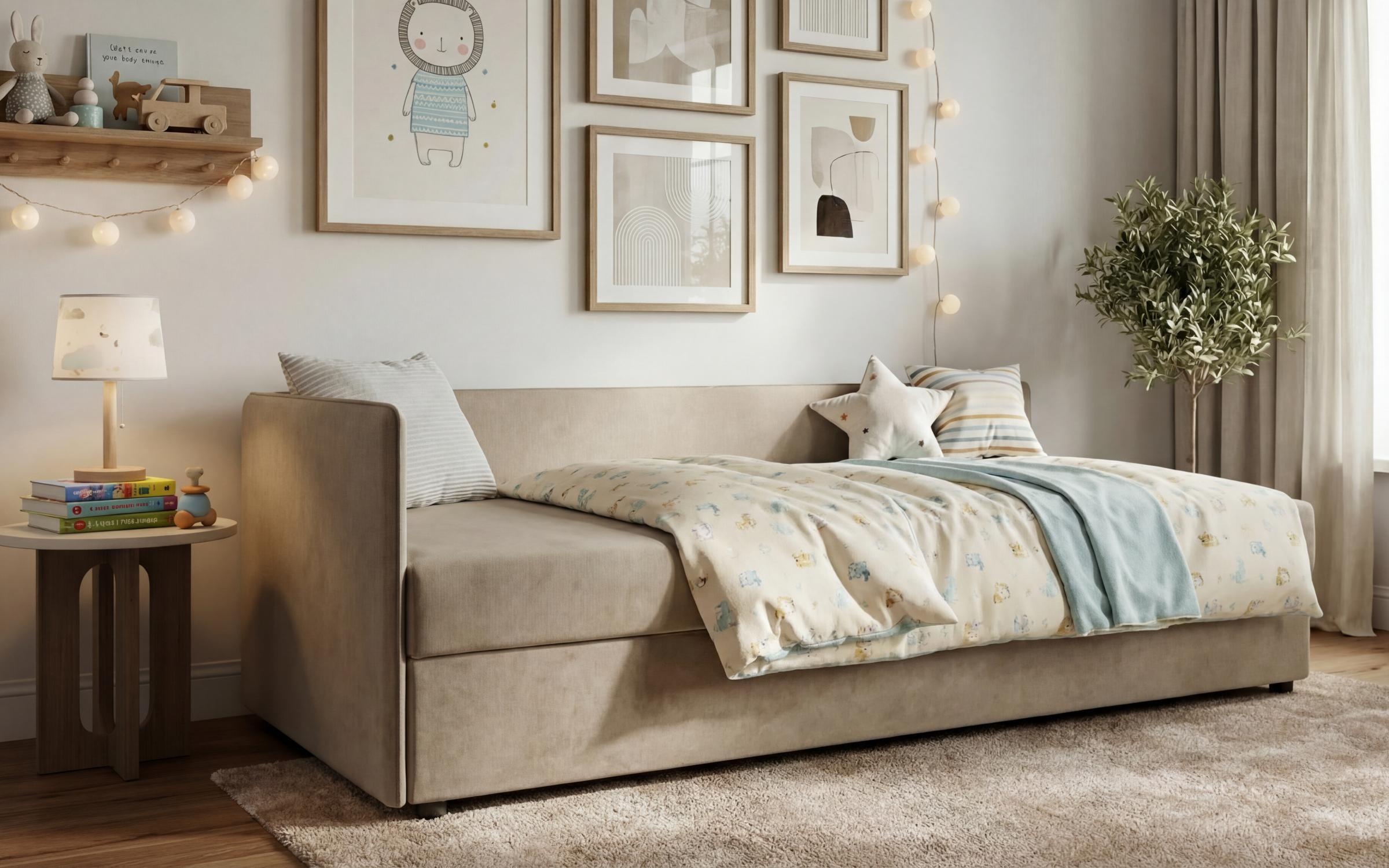 Upholstered bed 90/200 Pino, beige  4